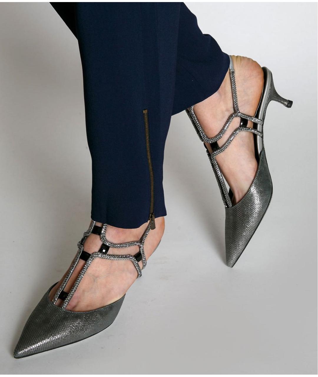RENE CAOVILLA Серебряные кожаные босоножки, фото 4