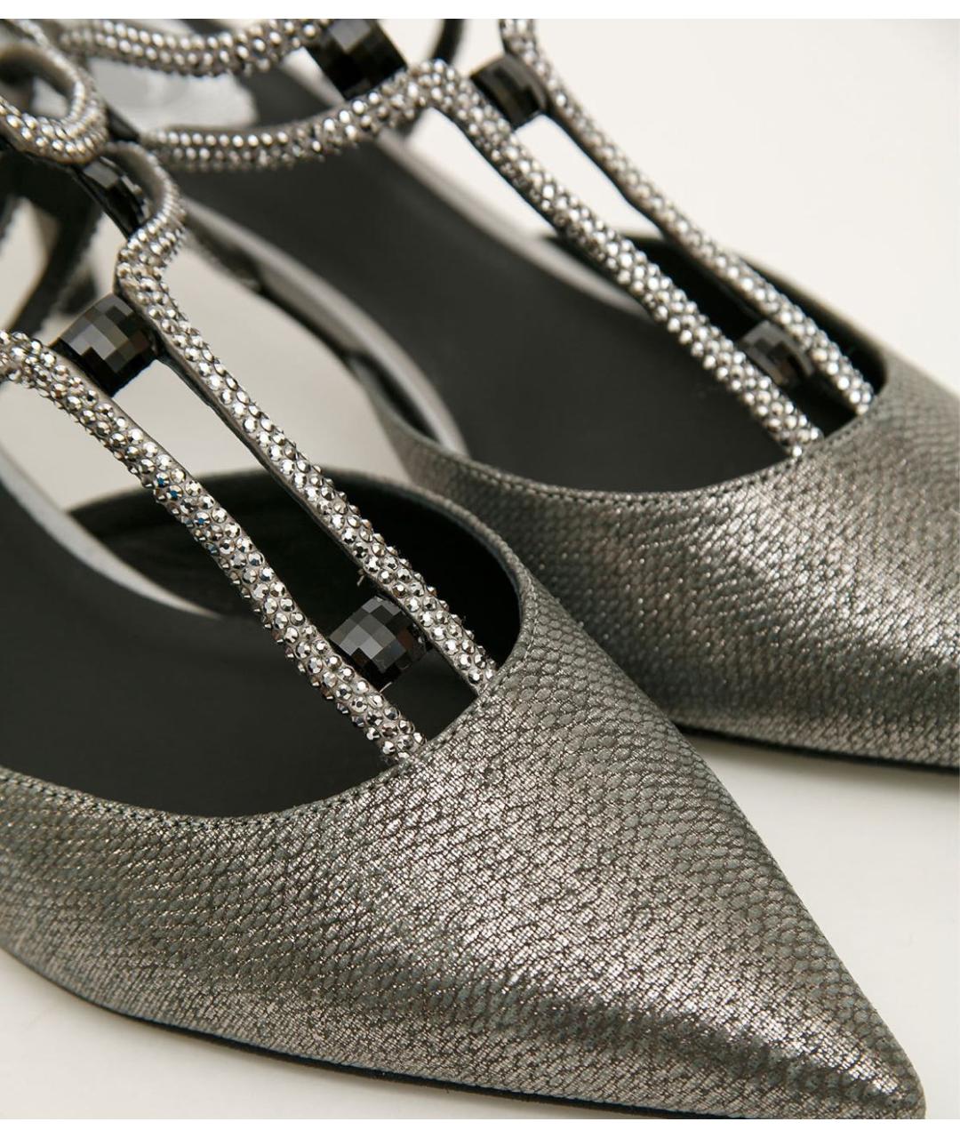 RENE CAOVILLA Серебряные кожаные босоножки, фото 3