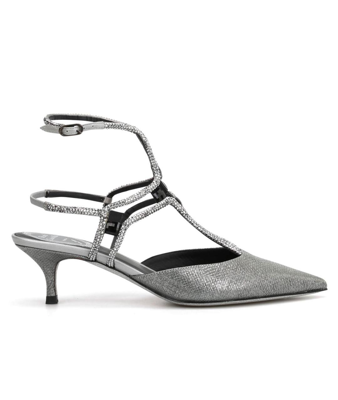 RENE CAOVILLA Серебряные кожаные босоножки, фото 9