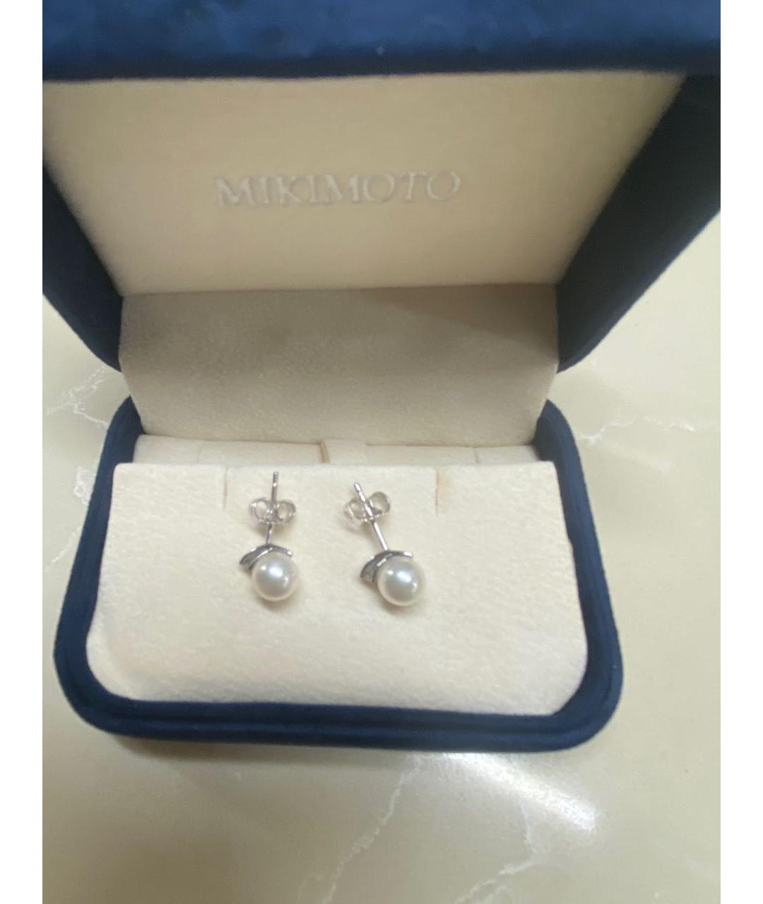 Mikimoto Белые серьги из белого золота, фото 2