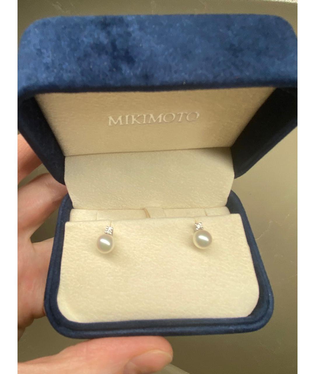 Mikimoto Белые серьги из белого золота, фото 5