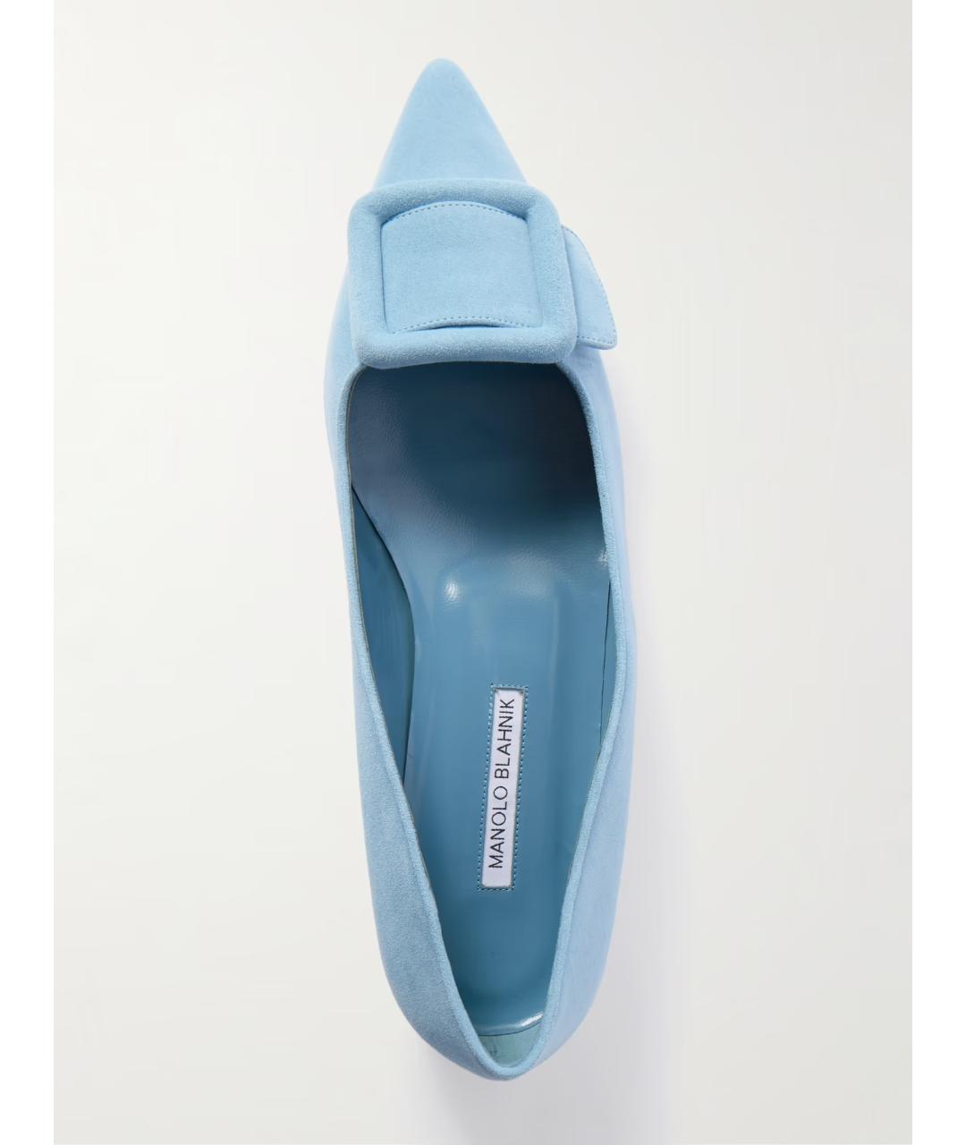 MANOLO BLAHNIK Голубые замшевые балетки, фото 3