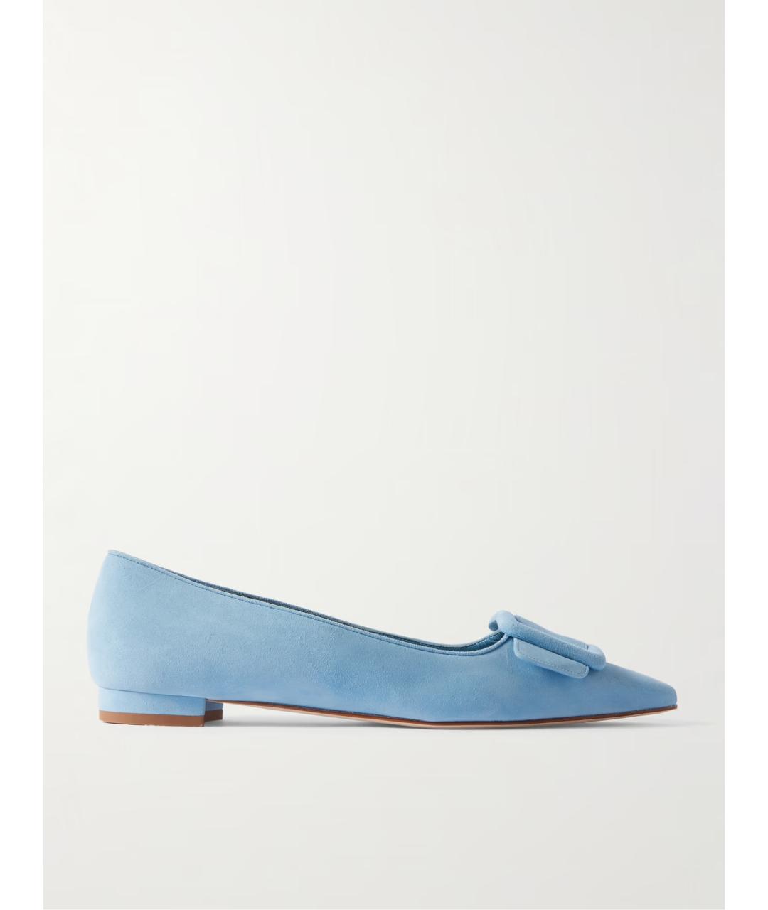 MANOLO BLAHNIK Голубые замшевые балетки, фото 6