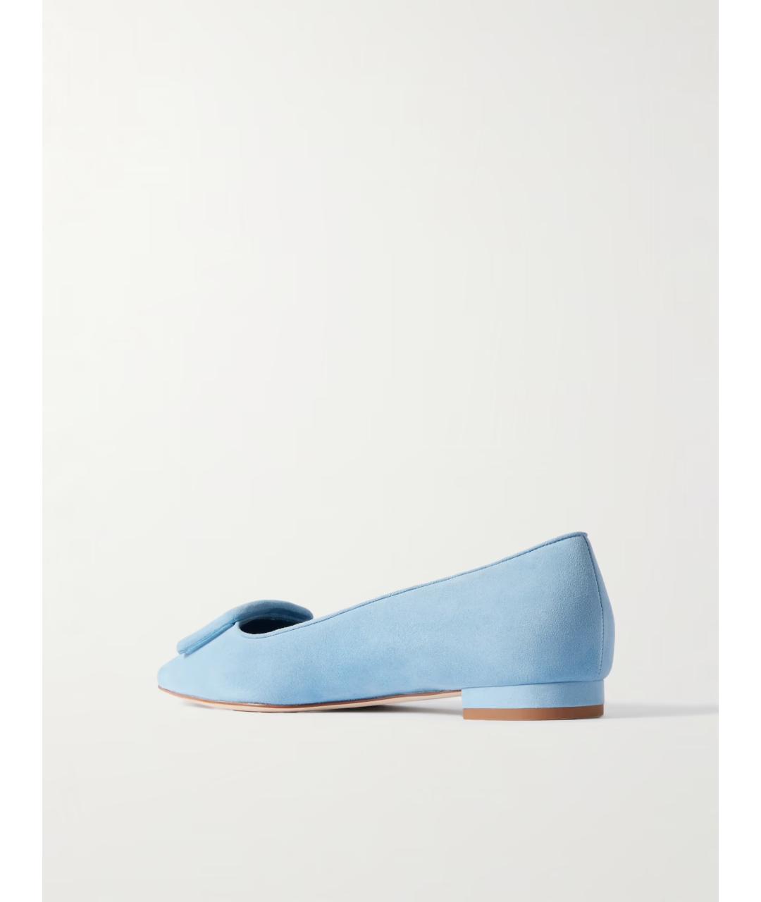 MANOLO BLAHNIK Голубые замшевые балетки, фото 5