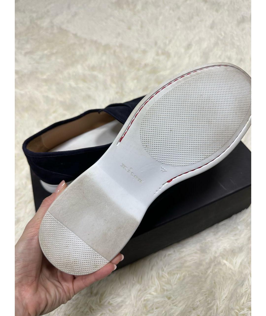 KITON Темно-синие замшевые лоферы, фото 5