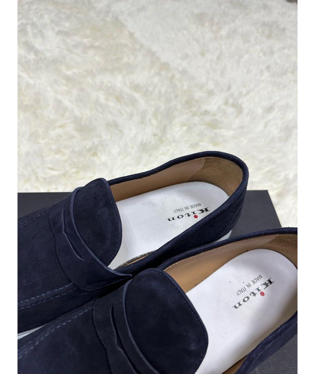 KITON Темно-синие замшевые лоферы, фото 3