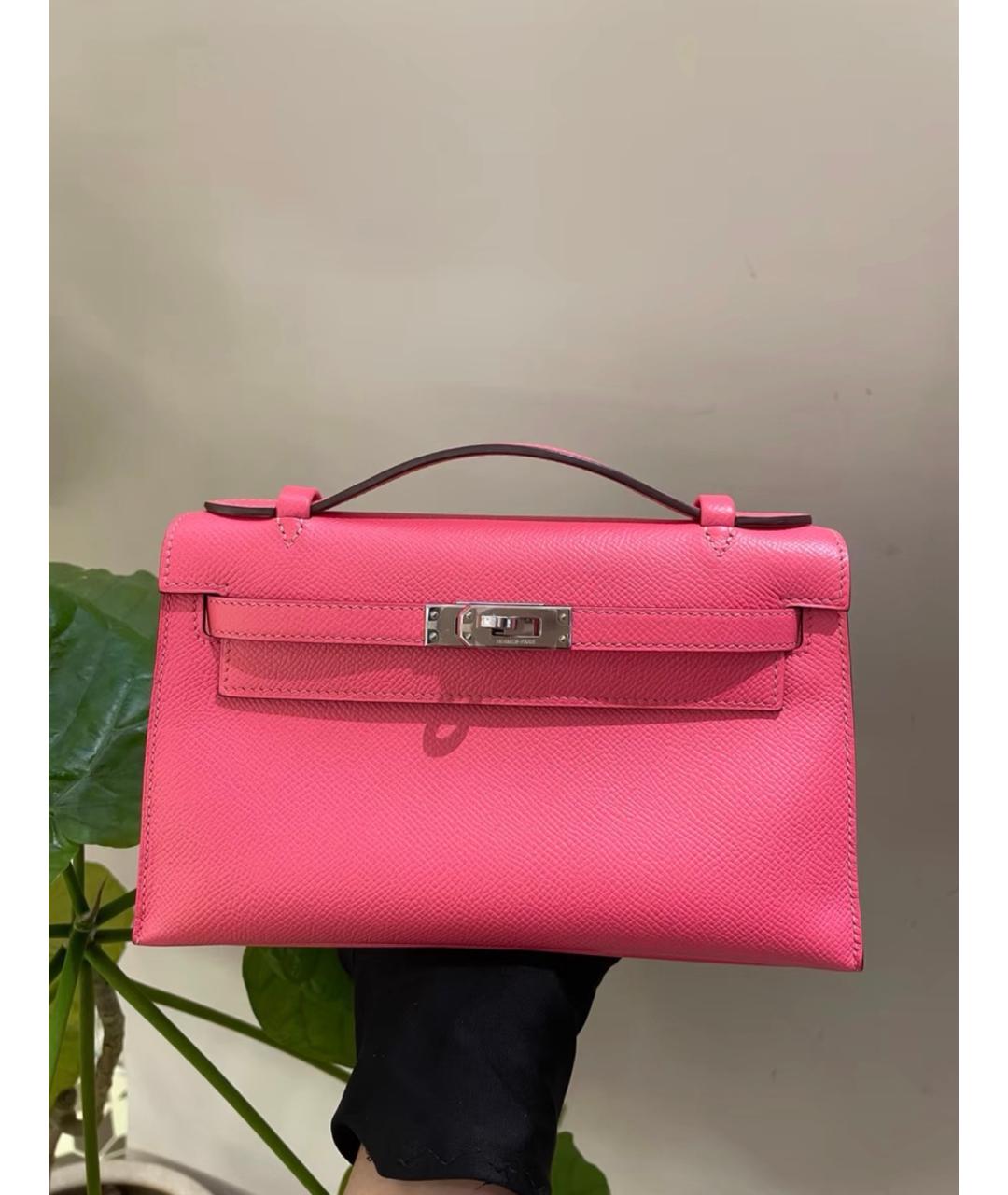HERMES Розовая кожаная сумка с короткими ручками, фото 2