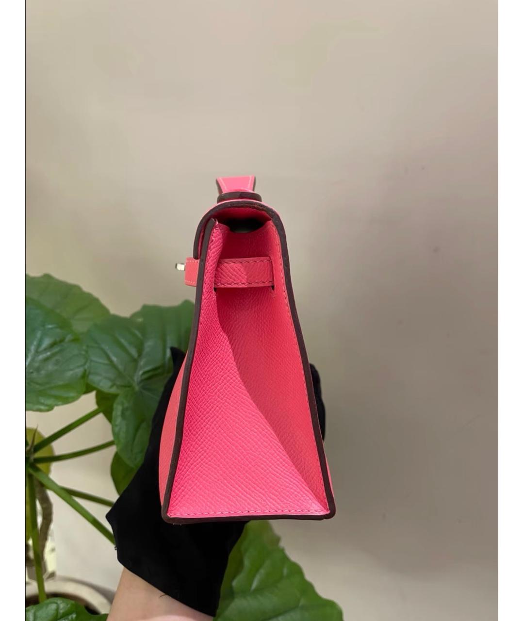 HERMES Розовая кожаная сумка с короткими ручками, фото 4