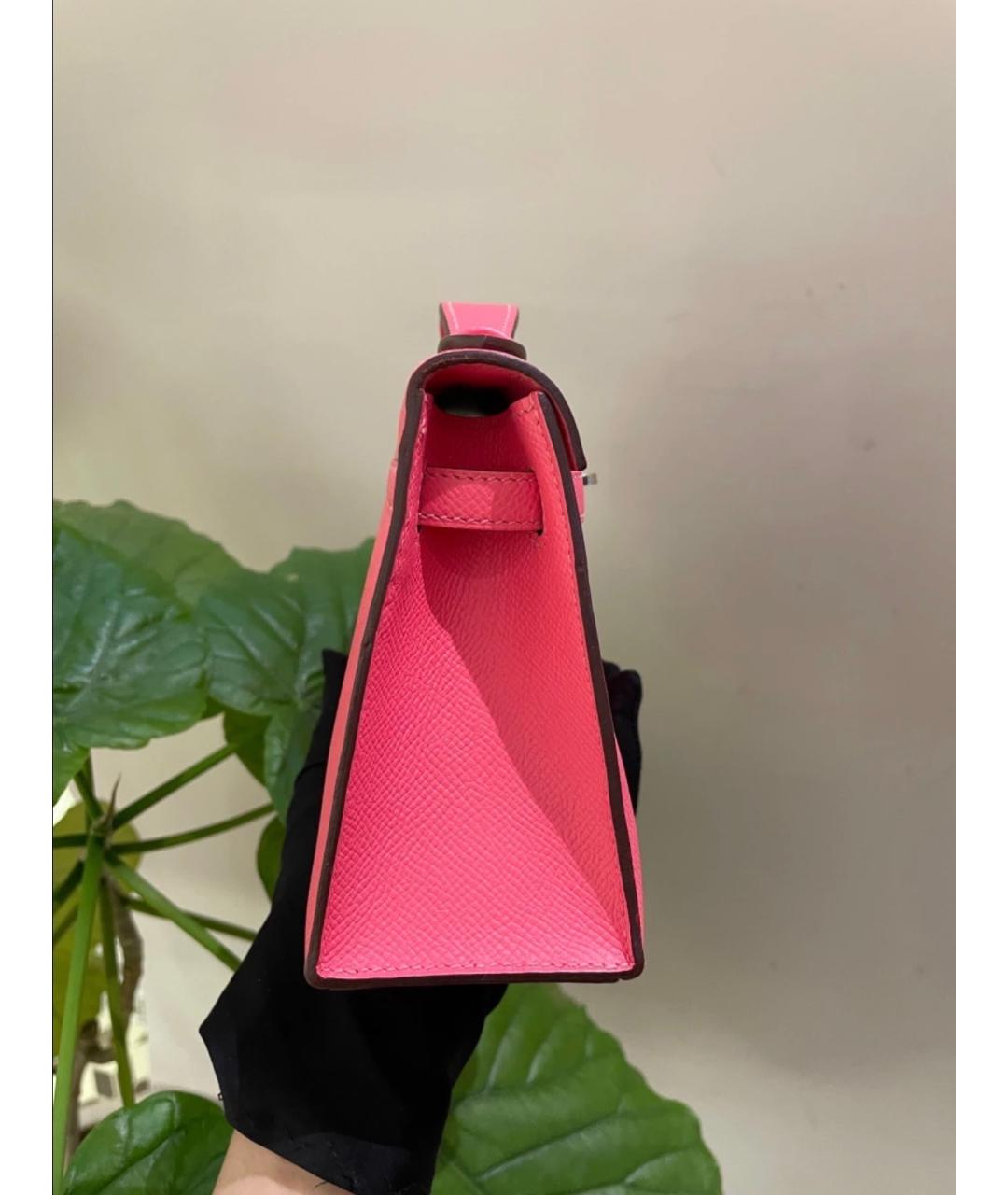 HERMES Розовая кожаная сумка с короткими ручками, фото 5