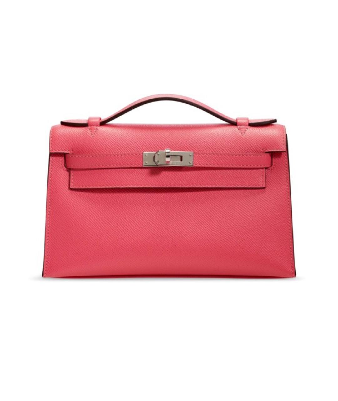HERMES Розовая кожаная сумка с короткими ручками, фото 8