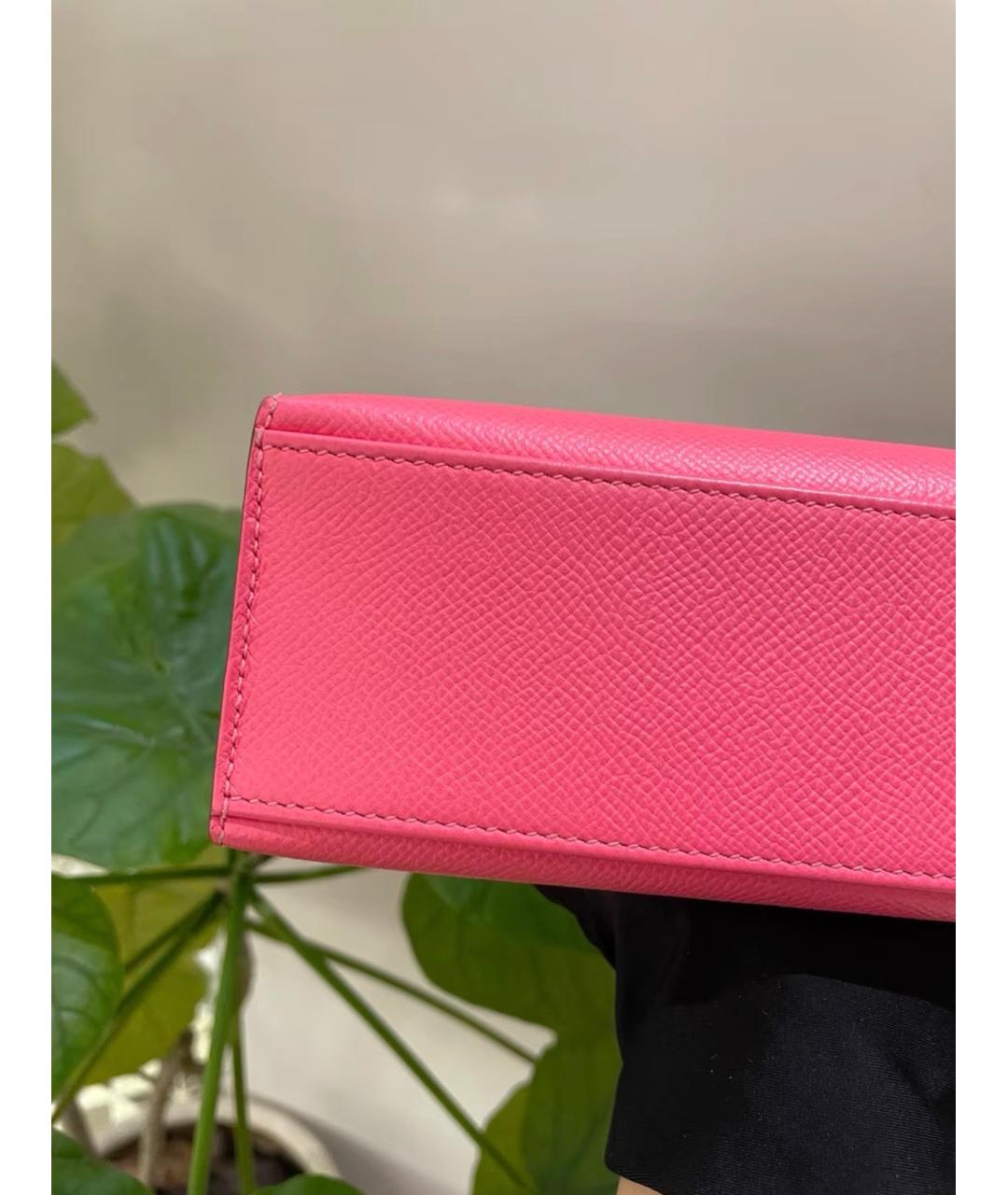 HERMES Розовая кожаная сумка с короткими ручками, фото 7