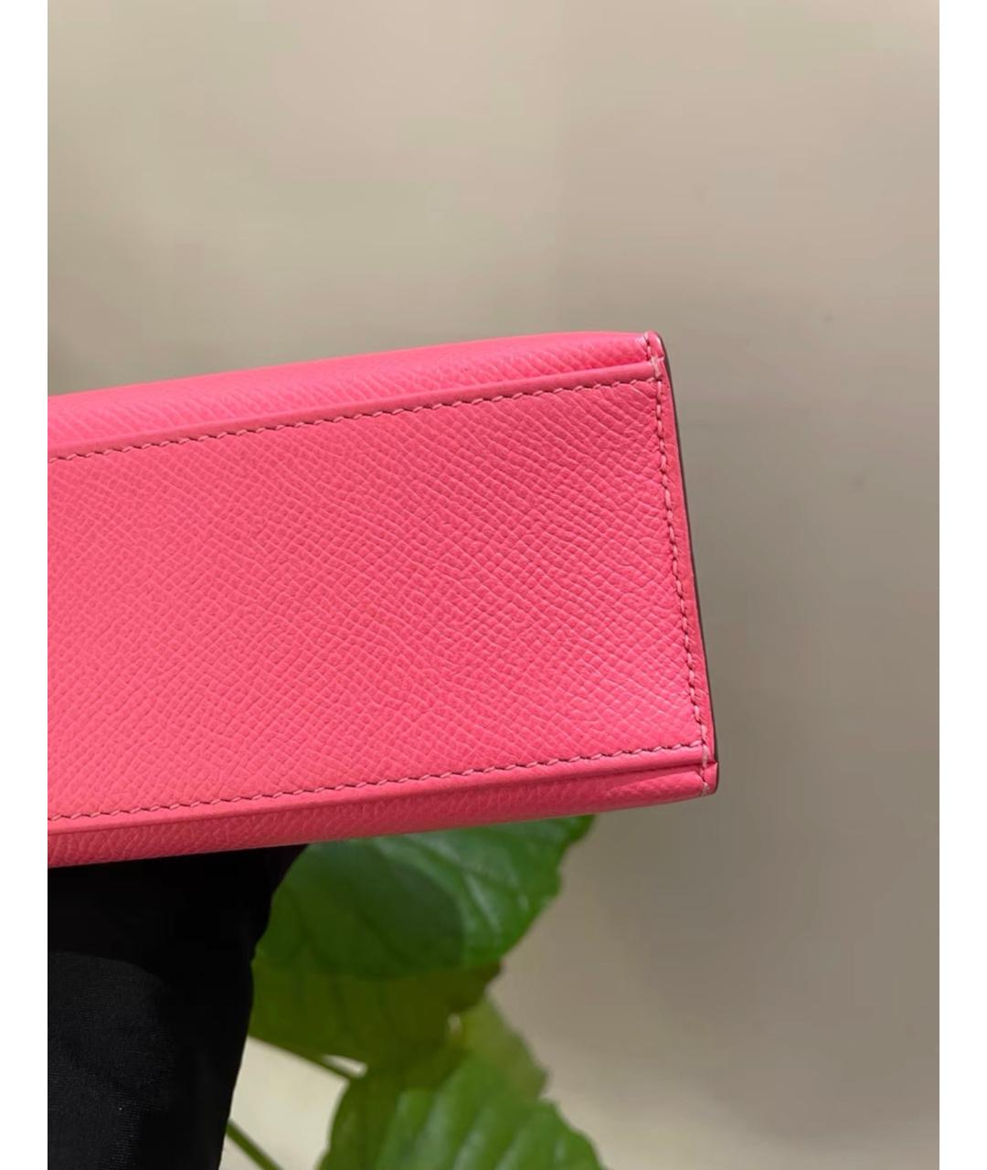 HERMES Розовая кожаная сумка с короткими ручками, фото 6