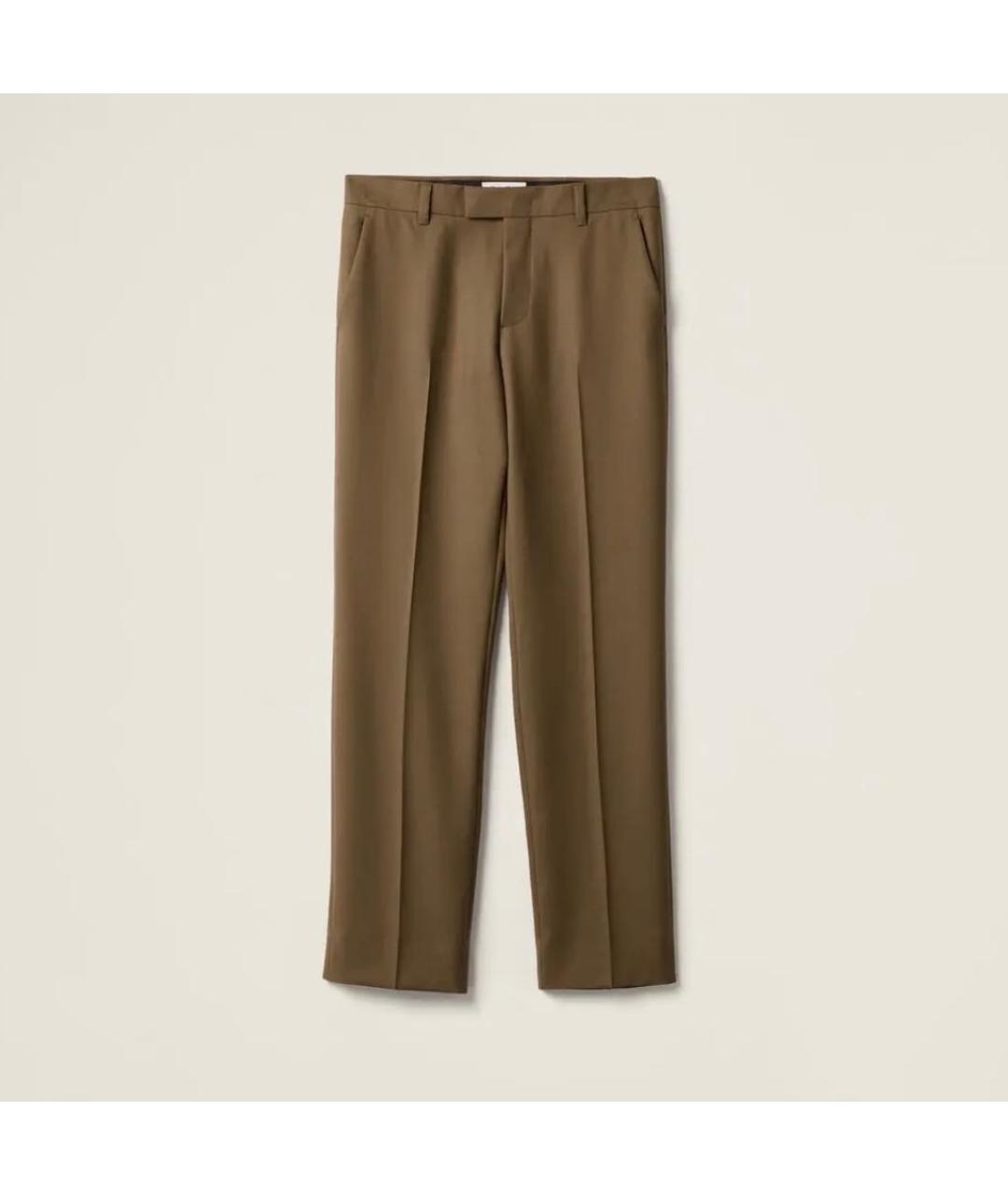 MIU MIU Коричневые шерстяные прямые брюки, фото 7