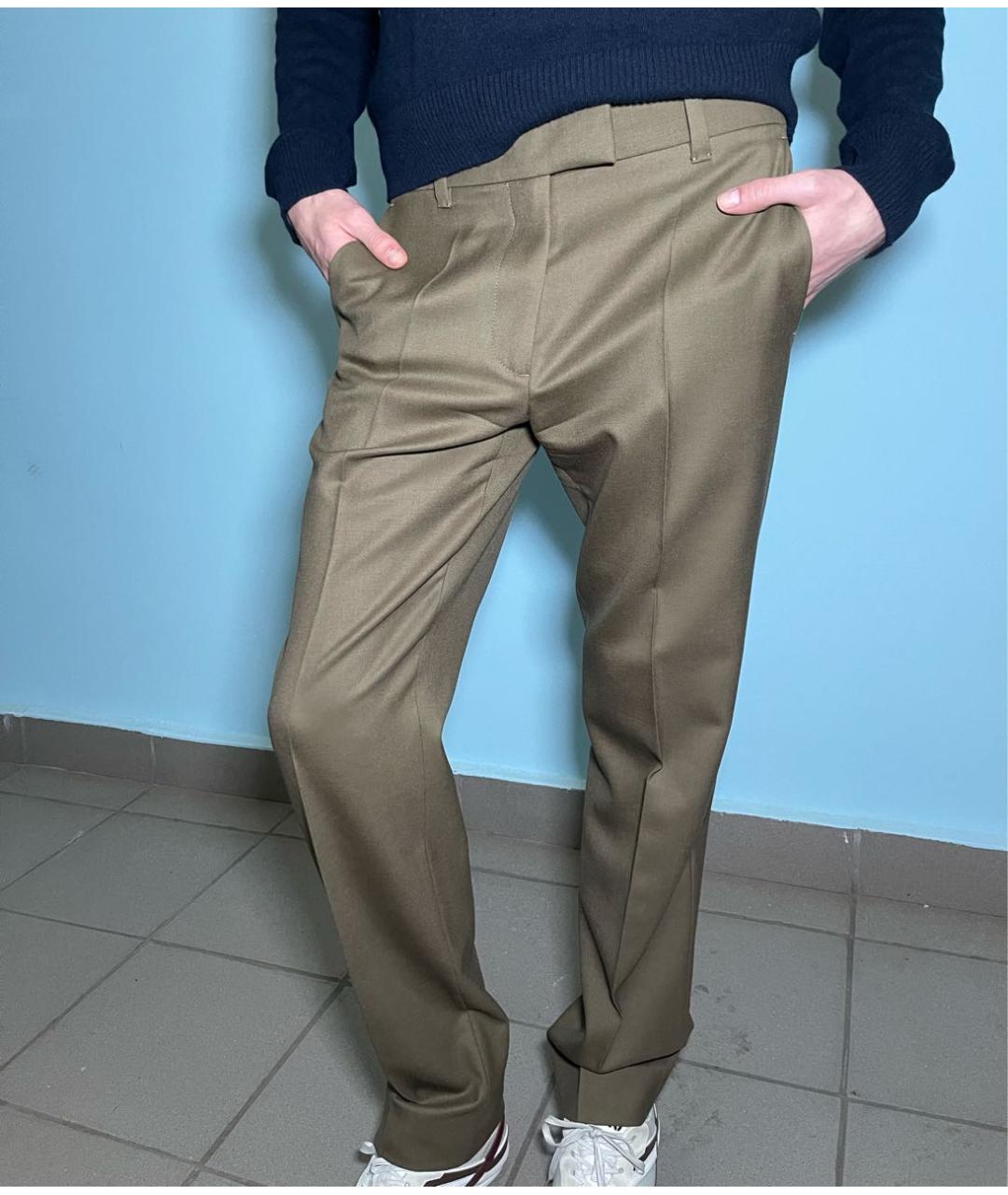 MIU MIU Коричневые шерстяные прямые брюки, фото 2