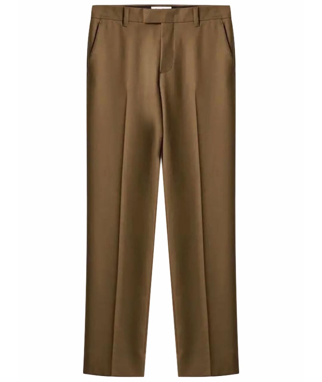 MIU MIU Коричневые шерстяные прямые брюки, фото 1