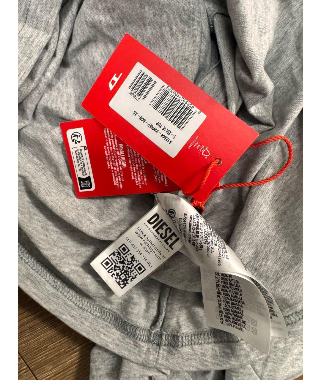 DIESEL Серая хлопковая майка, фото 7