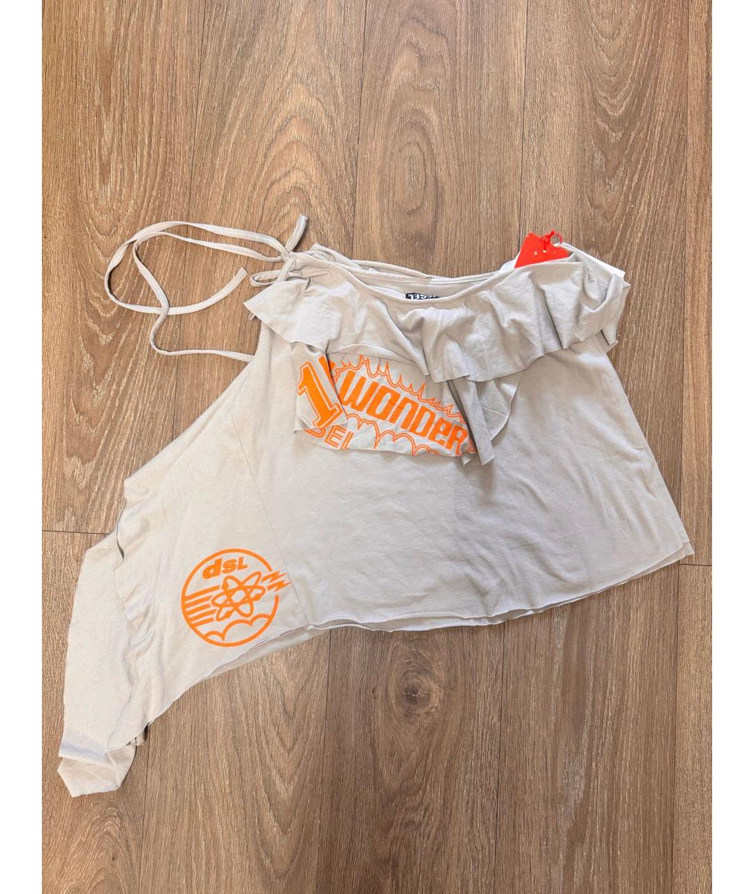 DIESEL Серая хлопковая юбка мини, фото 7