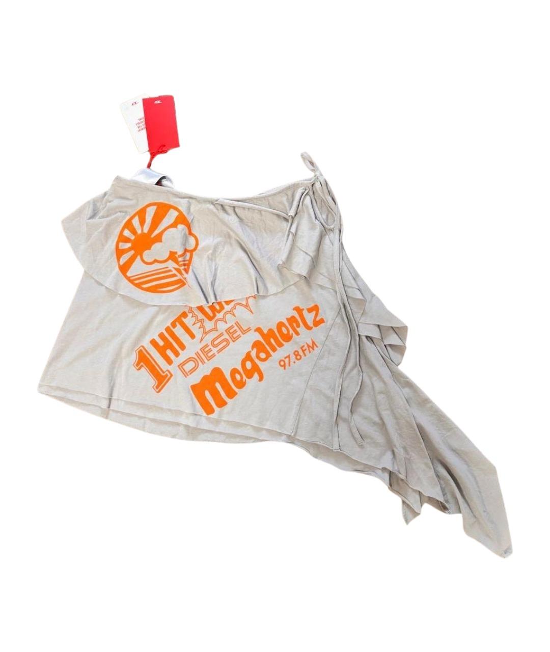 DIESEL Серая хлопковая юбка мини, фото 1