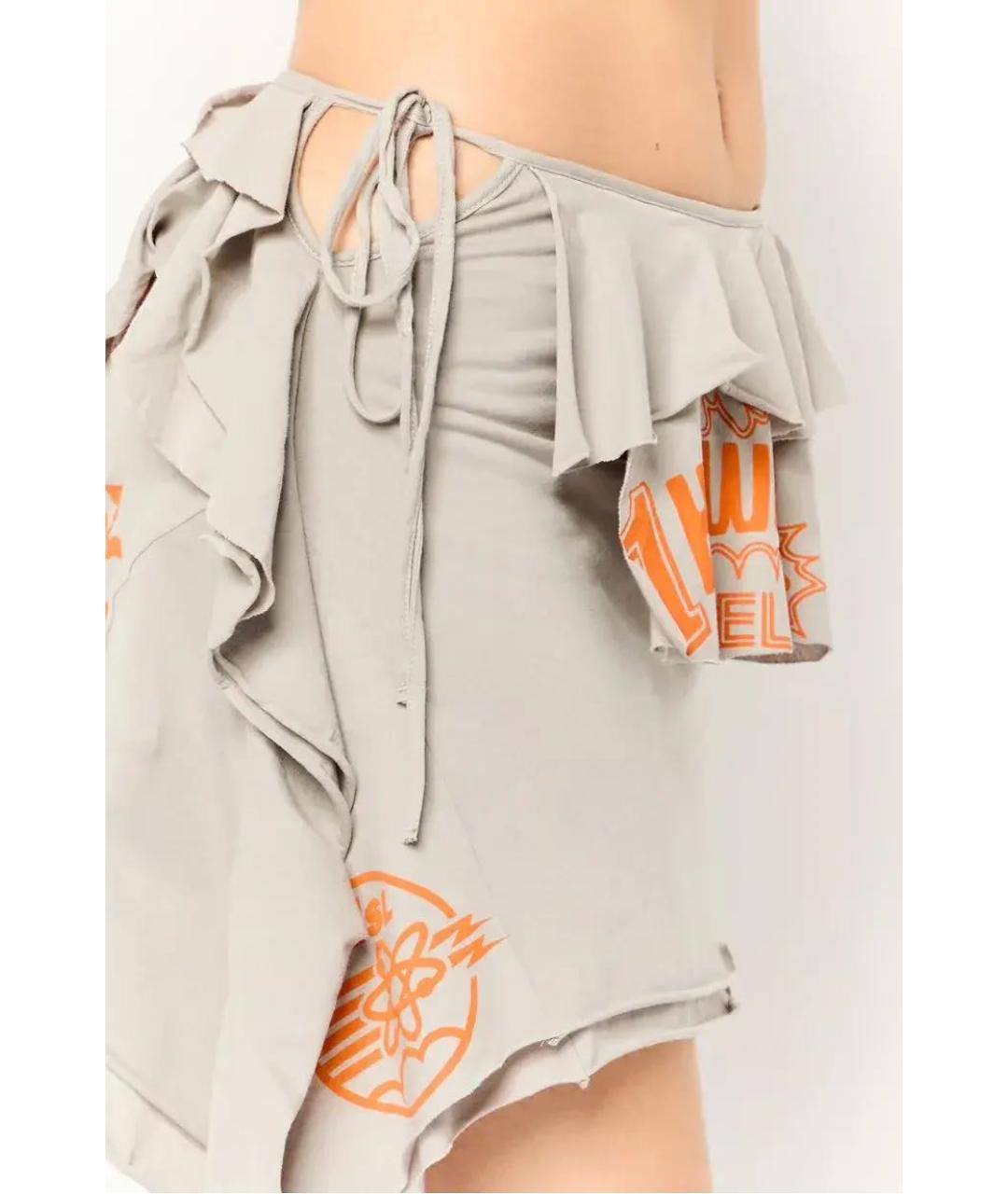 DIESEL Серая хлопковая юбка мини, фото 5