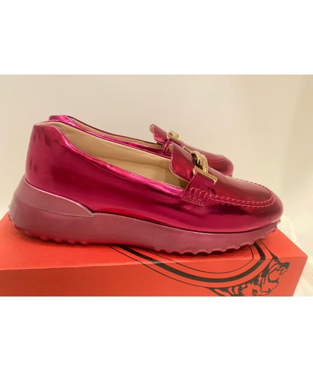 TOD'S Фуксия кожаные лоферы, фото 7