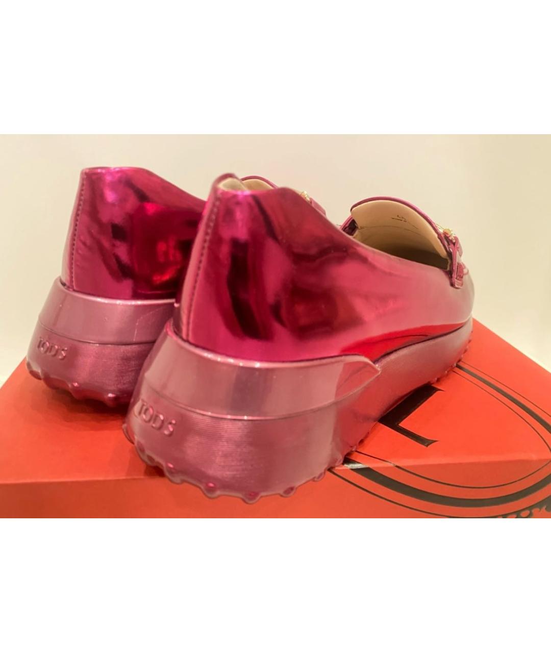TOD'S Фуксия кожаные лоферы, фото 6