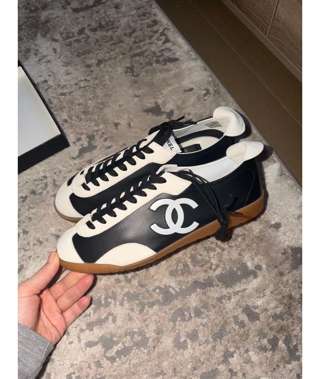 CHANEL Черные кожаные кеды, фото 8