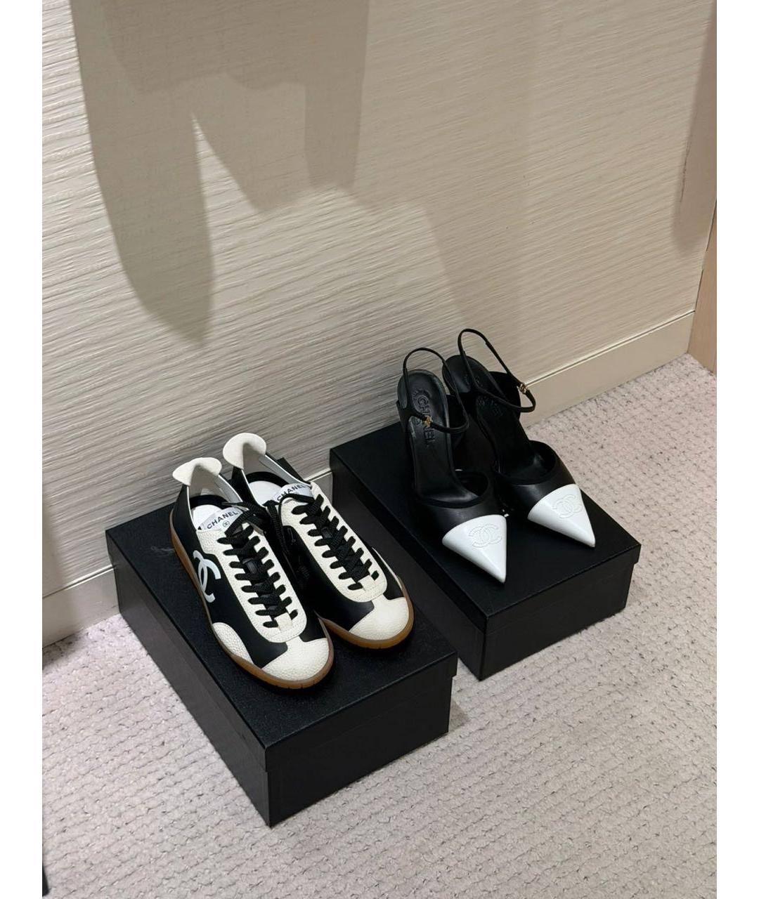 CHANEL Черные кожаные кеды, фото 5