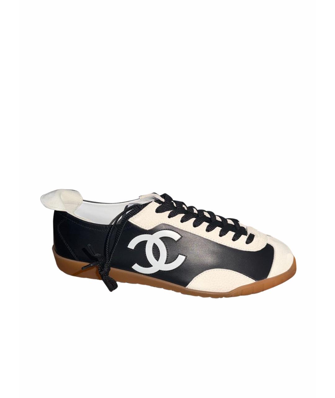 CHANEL Черные кожаные кеды, фото 1