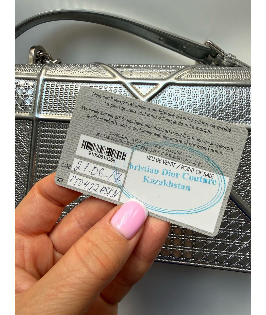 CHRISTIAN DIOR Серебряная кожаная сумка через плечо, фото 6