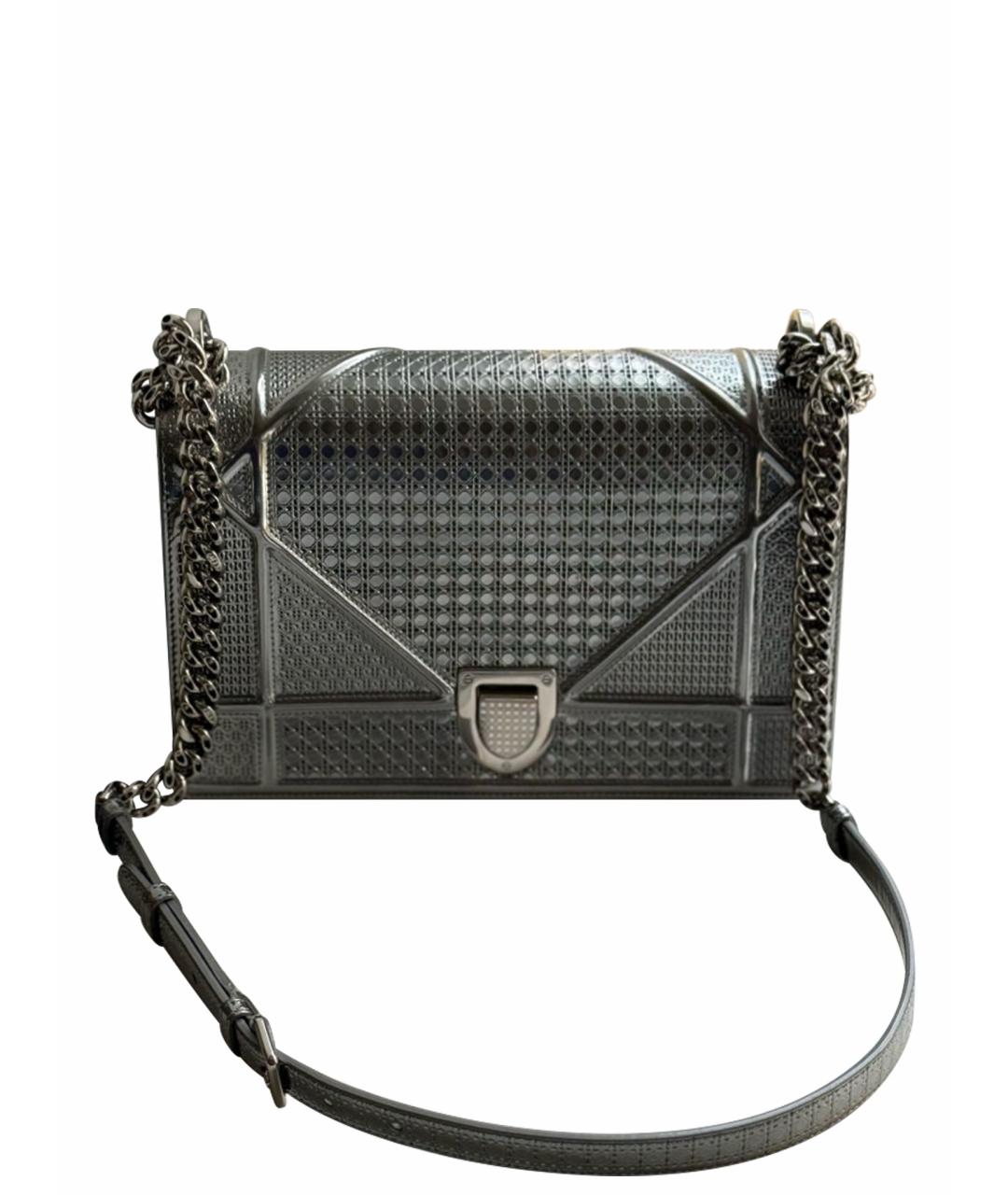 CHRISTIAN DIOR Серебряная кожаная сумка через плечо, фото 1