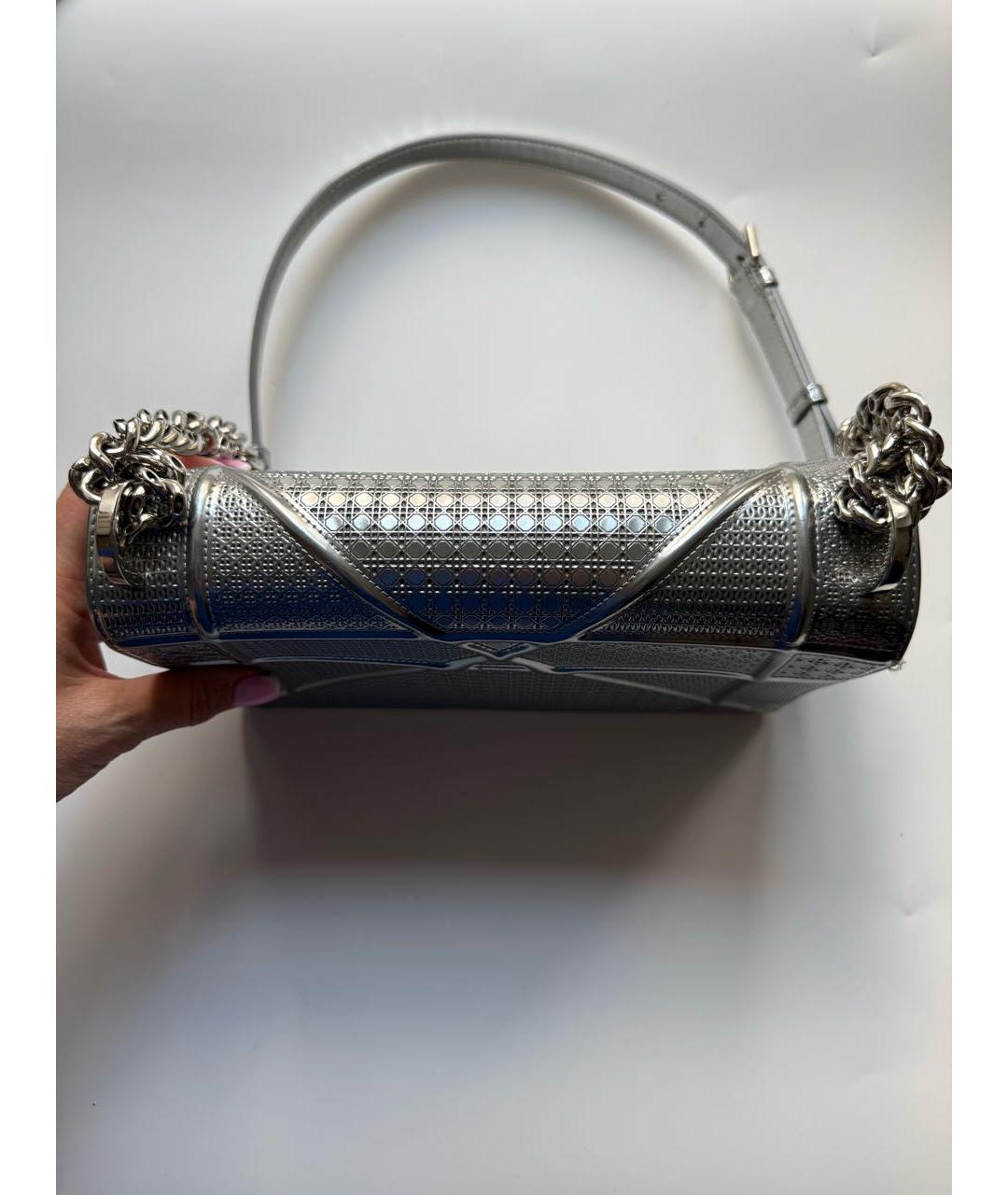 CHRISTIAN DIOR Серебряная кожаная сумка через плечо, фото 7