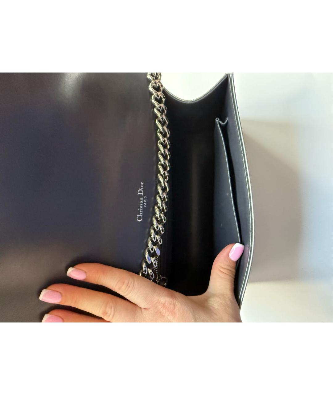 CHRISTIAN DIOR Серебряная кожаная сумка через плечо, фото 4