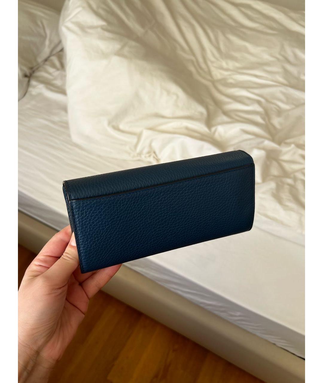 FURLA Темно-синий кожаный кошелек, фото 4