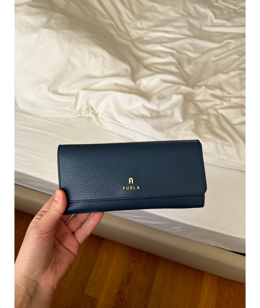 FURLA Темно-синий кожаный кошелек, фото 2