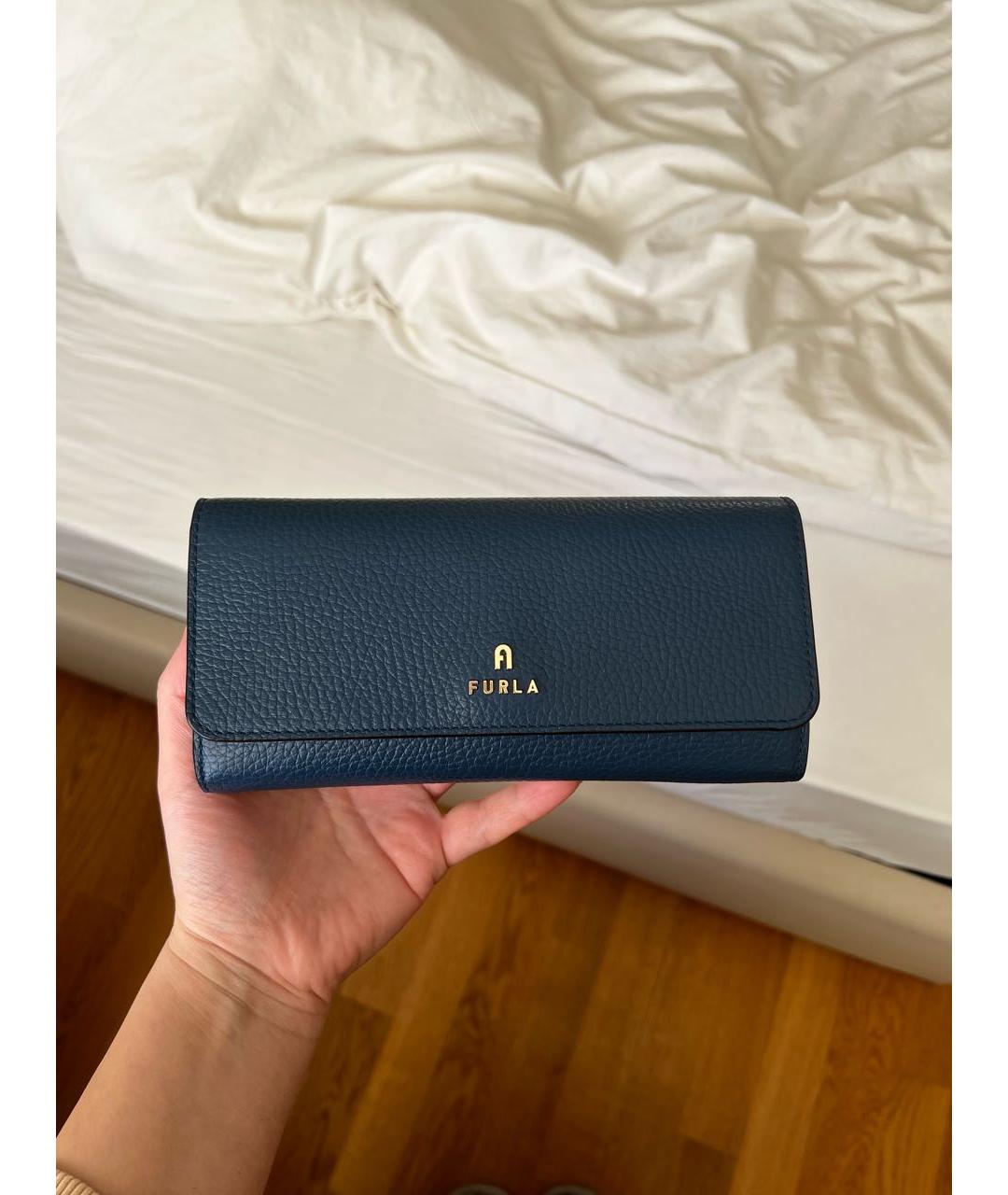 FURLA Темно-синий кожаный кошелек, фото 5