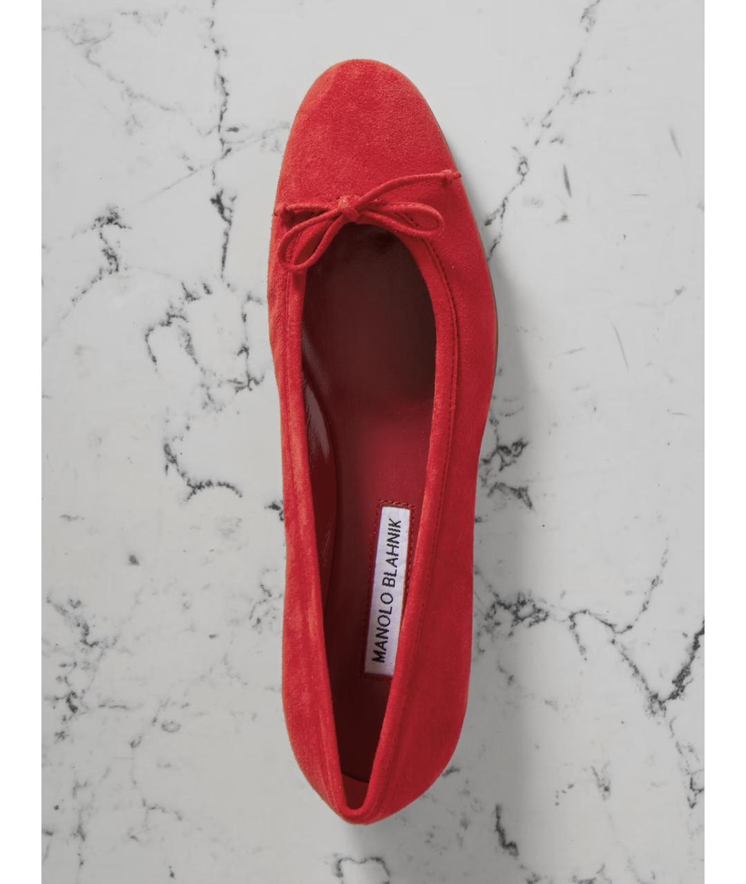 MANOLO BLAHNIK Красные замшевые балетки, фото 3