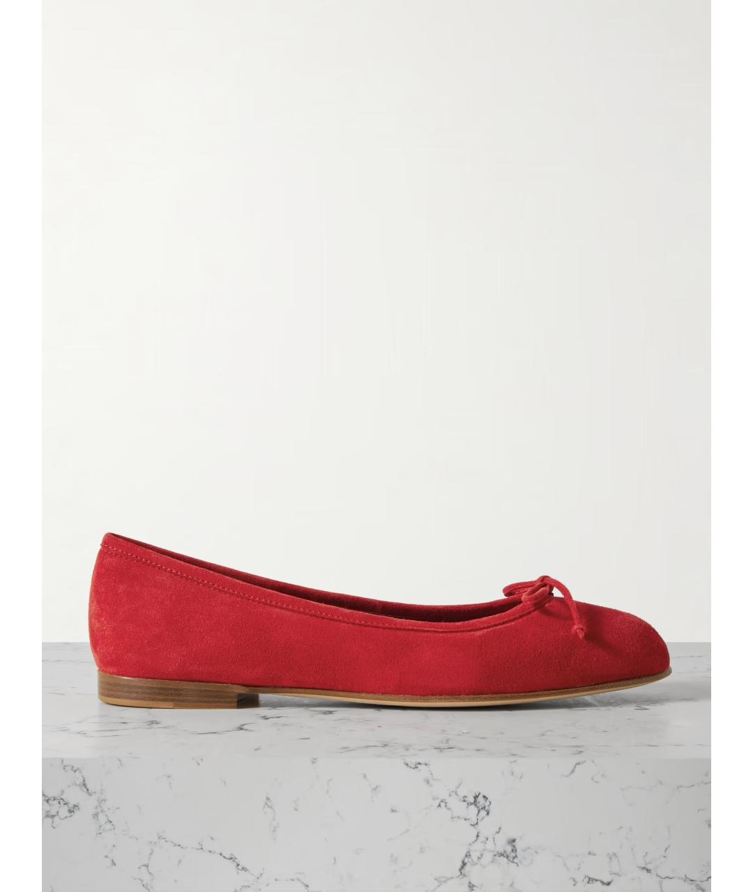 MANOLO BLAHNIK Красные замшевые балетки, фото 5
