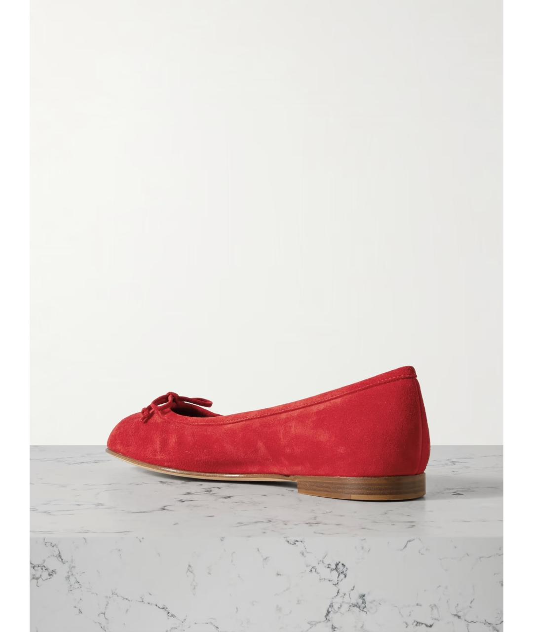 MANOLO BLAHNIK Красные замшевые балетки, фото 4