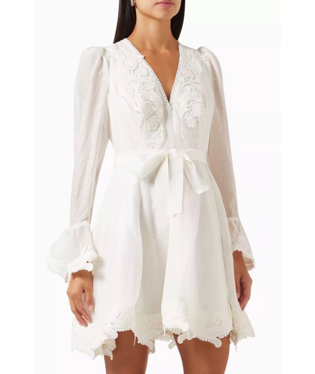 ZIMMERMANN Белое льняное повседневное платье, фото 4