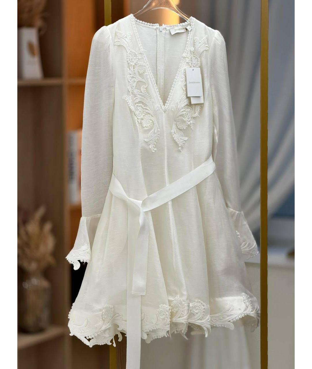 ZIMMERMANN Белое льняное повседневное платье, фото 5