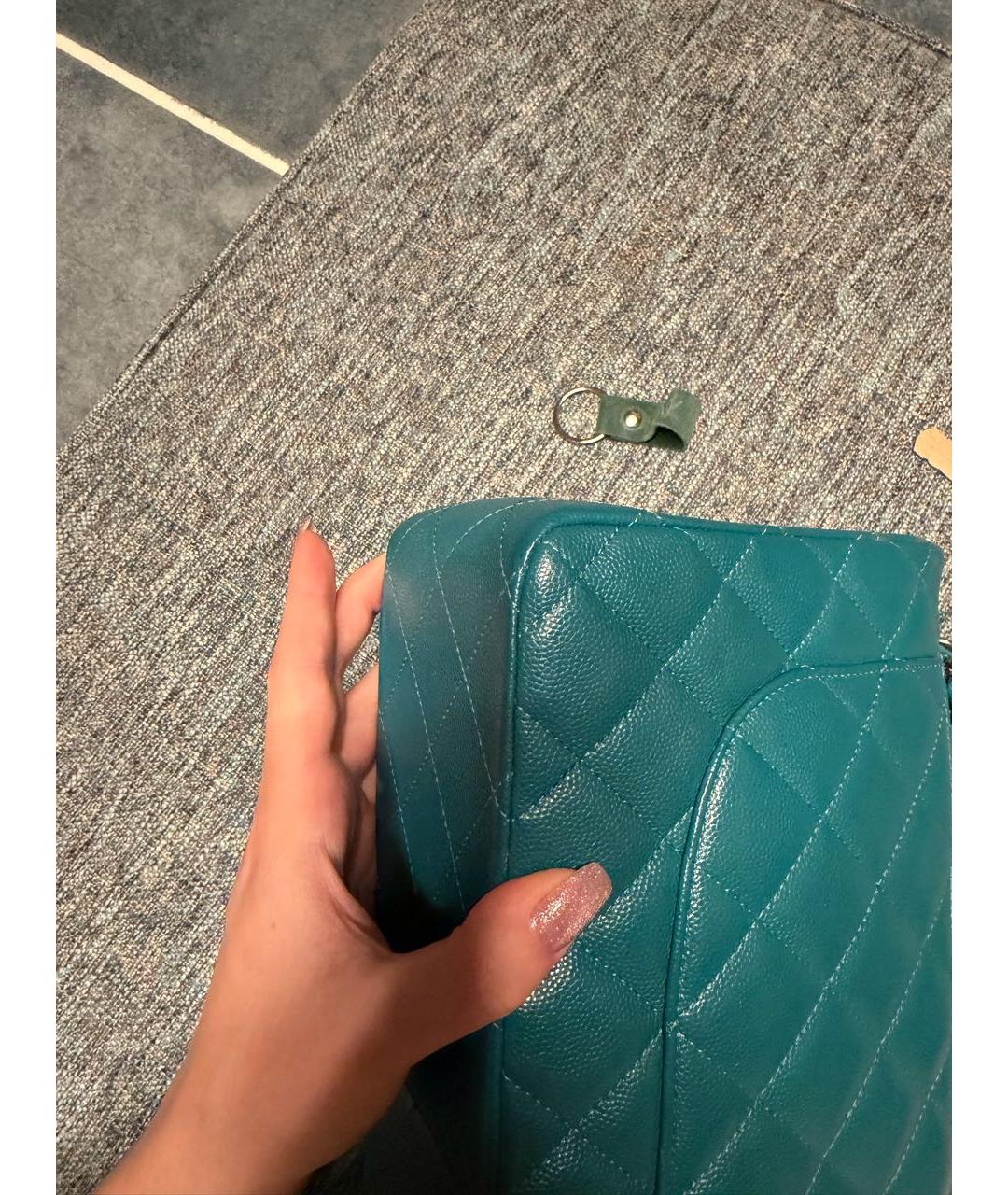 CHANEL Бирюзовая кожаная сумка через плечо, фото 7