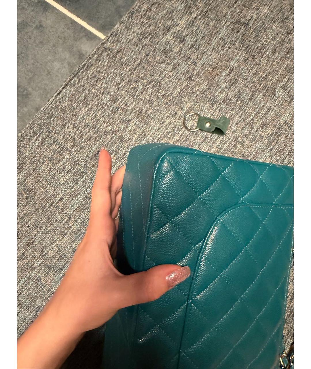 CHANEL Бирюзовая кожаная сумка через плечо, фото 6