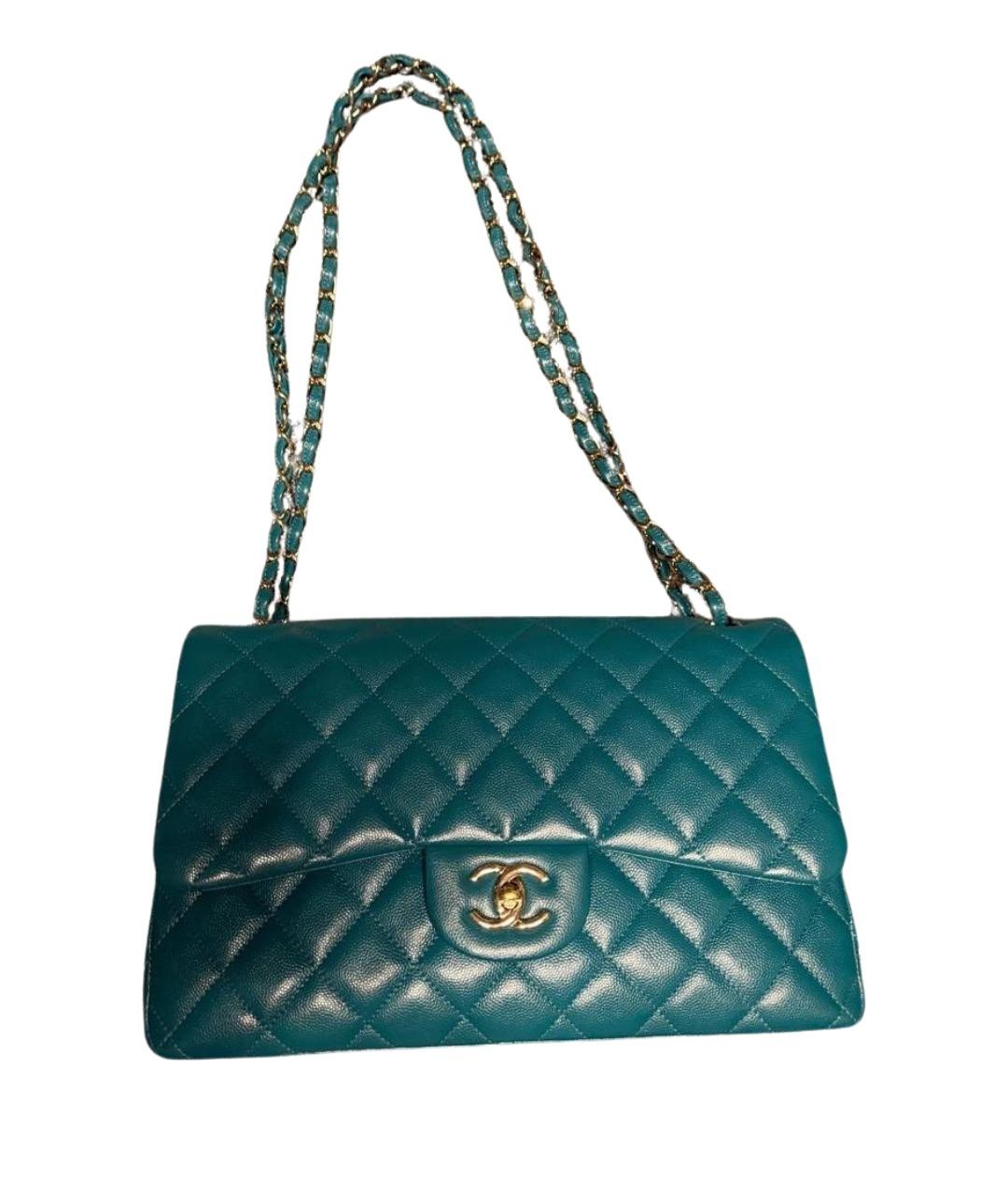 CHANEL Бирюзовая кожаная сумка через плечо, фото 1