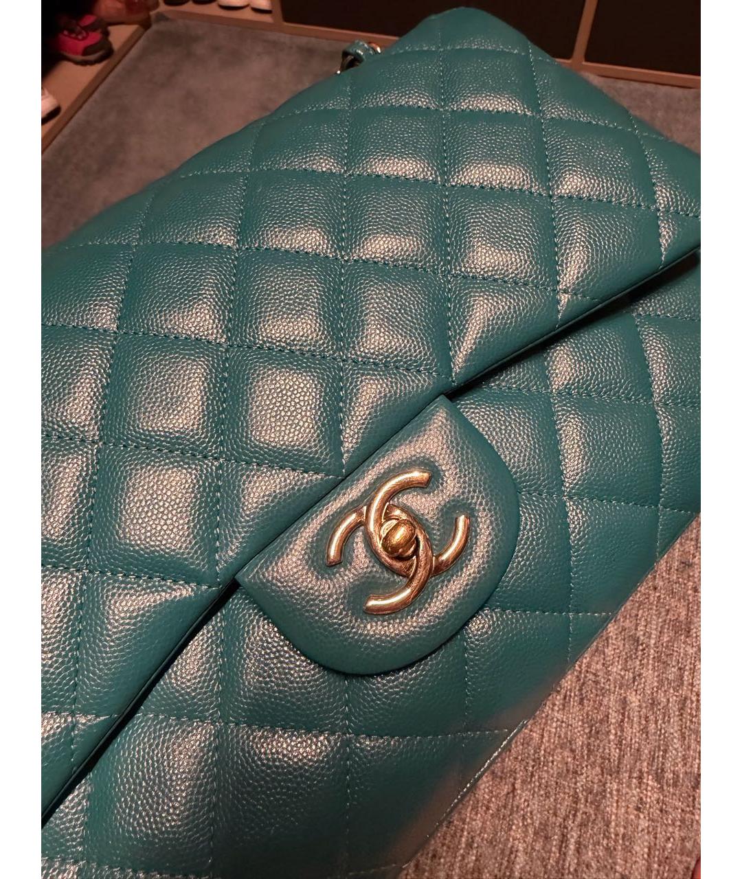 CHANEL Бирюзовая кожаная сумка через плечо, фото 4