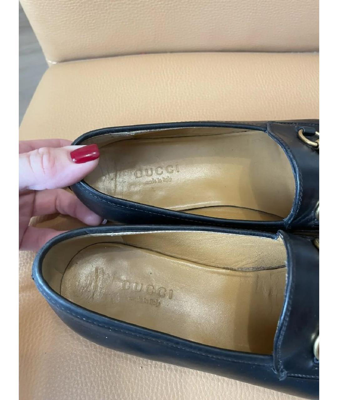 GUCCI Черные кожаные лоферы, фото 3