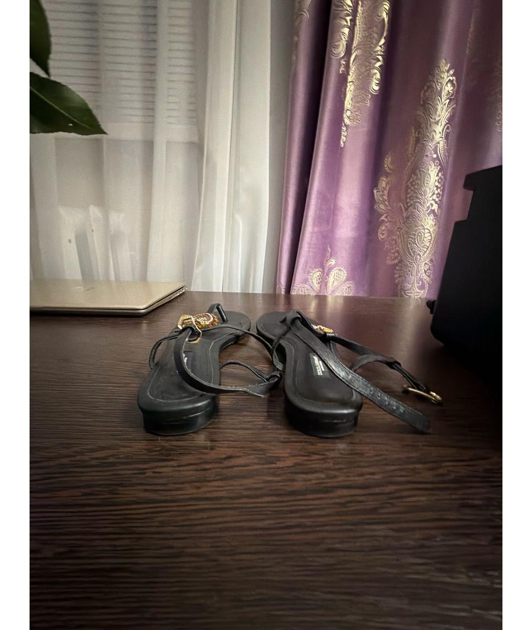 DOLCE&GABBANA Черные кожаные босоножки, фото 4