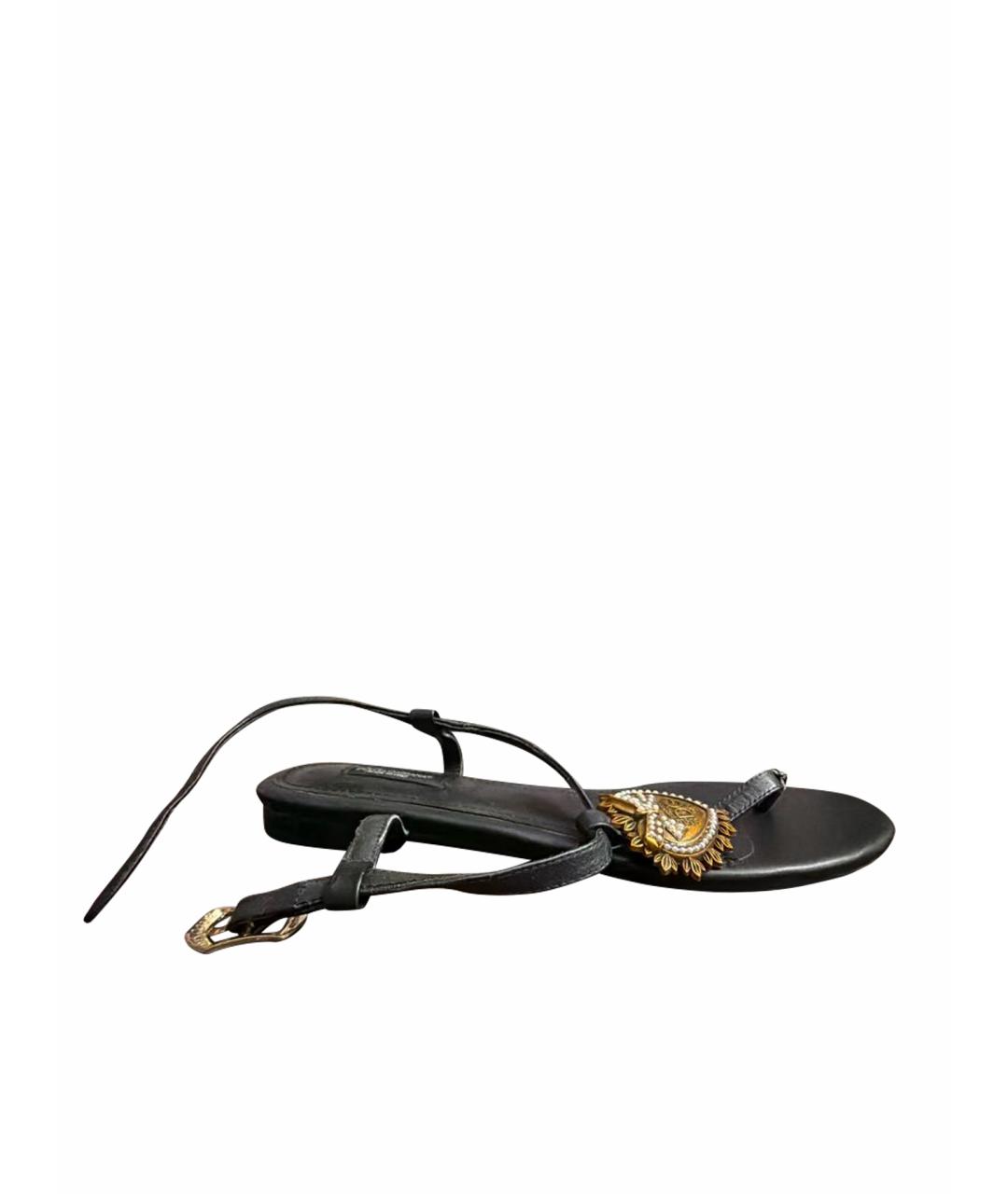 DOLCE&GABBANA Черные кожаные босоножки, фото 1