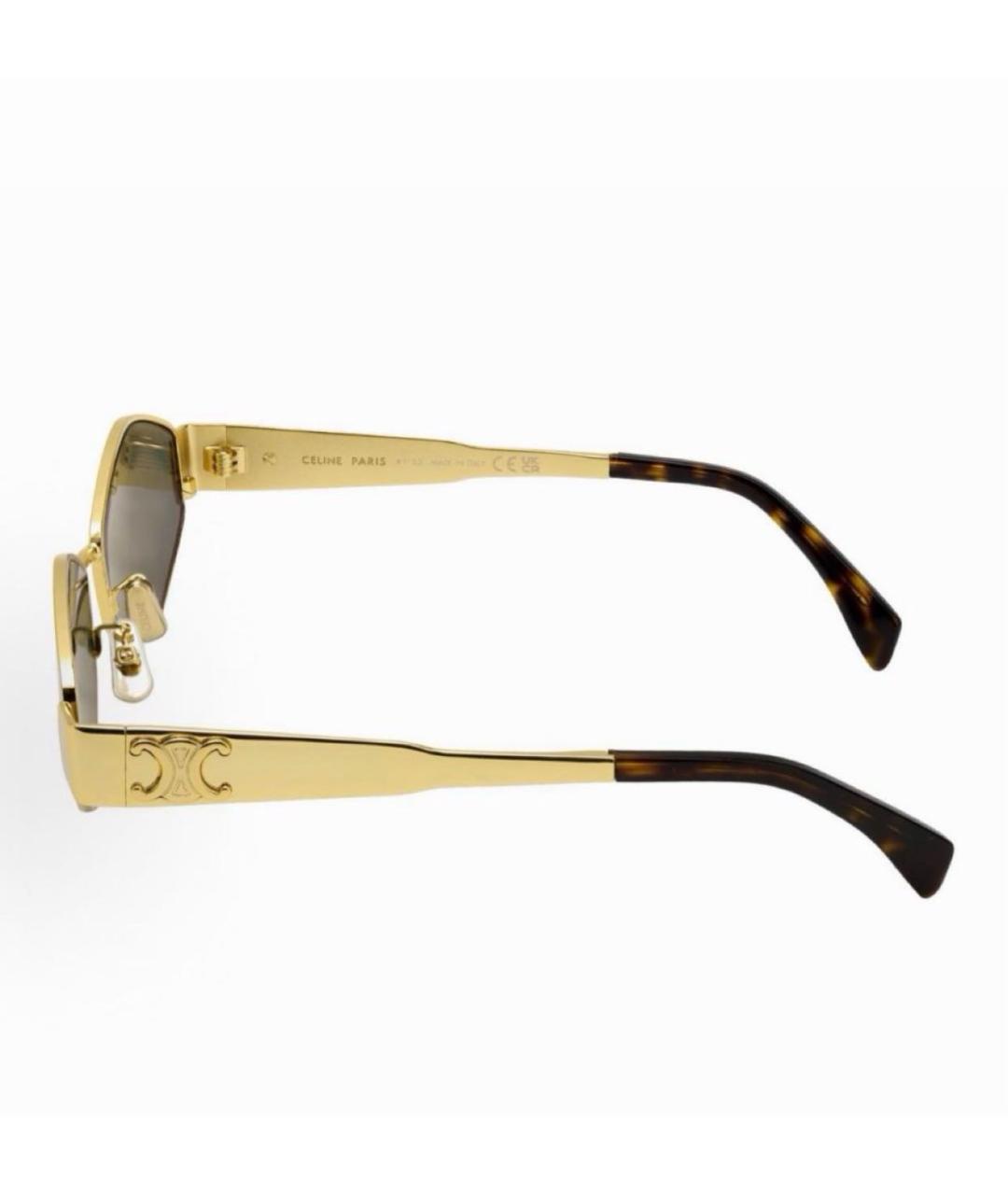 CELINE Золотые металлические солнцезащитные очки, фото 2