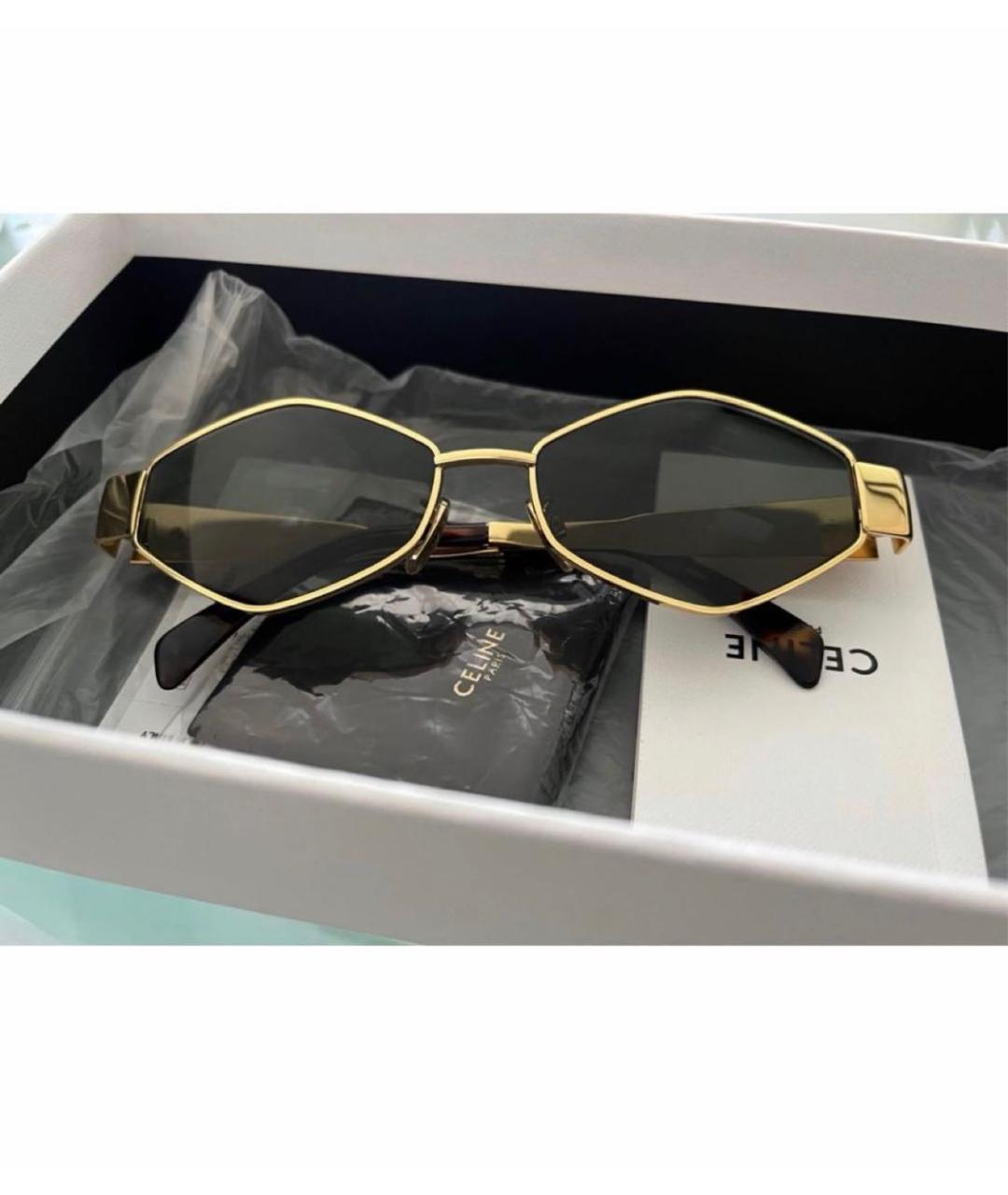 CELINE Золотые металлические солнцезащитные очки, фото 5