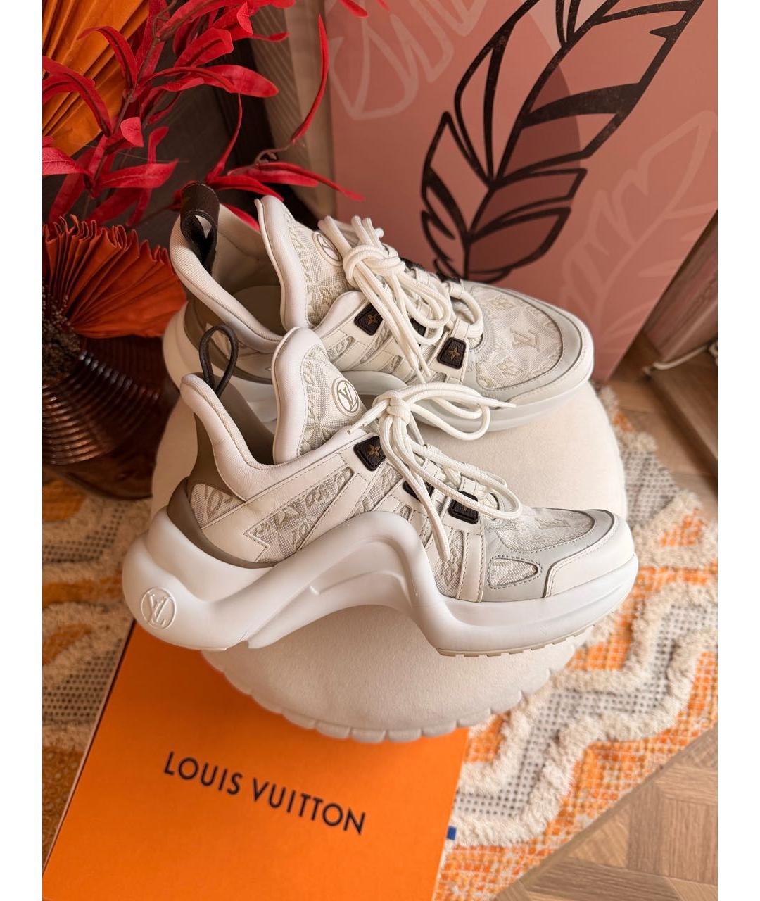 LOUIS VUITTON Бежевые текстильные кроссовки, фото 6